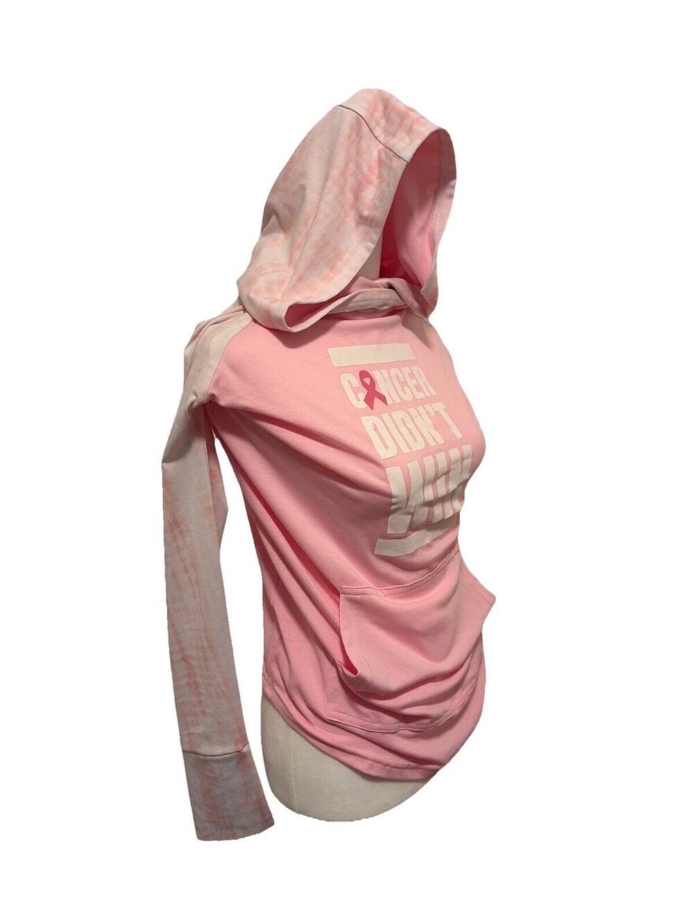 NWT LuLaRoe Amber Size Lg Long Sleeve Pink Lightweight Cancer Didn’t Win Hoodie - Picture 2 of 7
